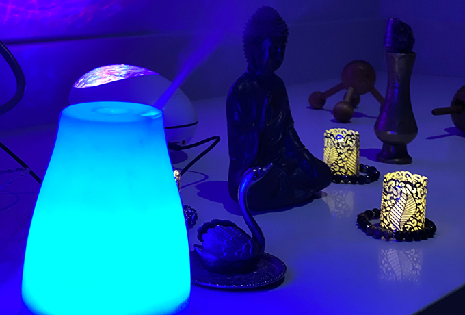 Table with lots of stress relief items on it