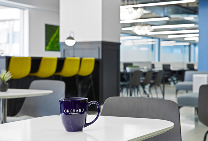 A mug on a table in an office