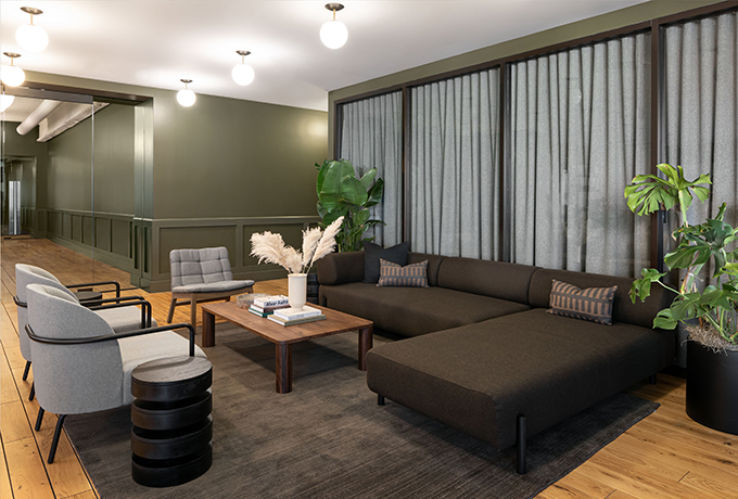 Communal area with a sofa